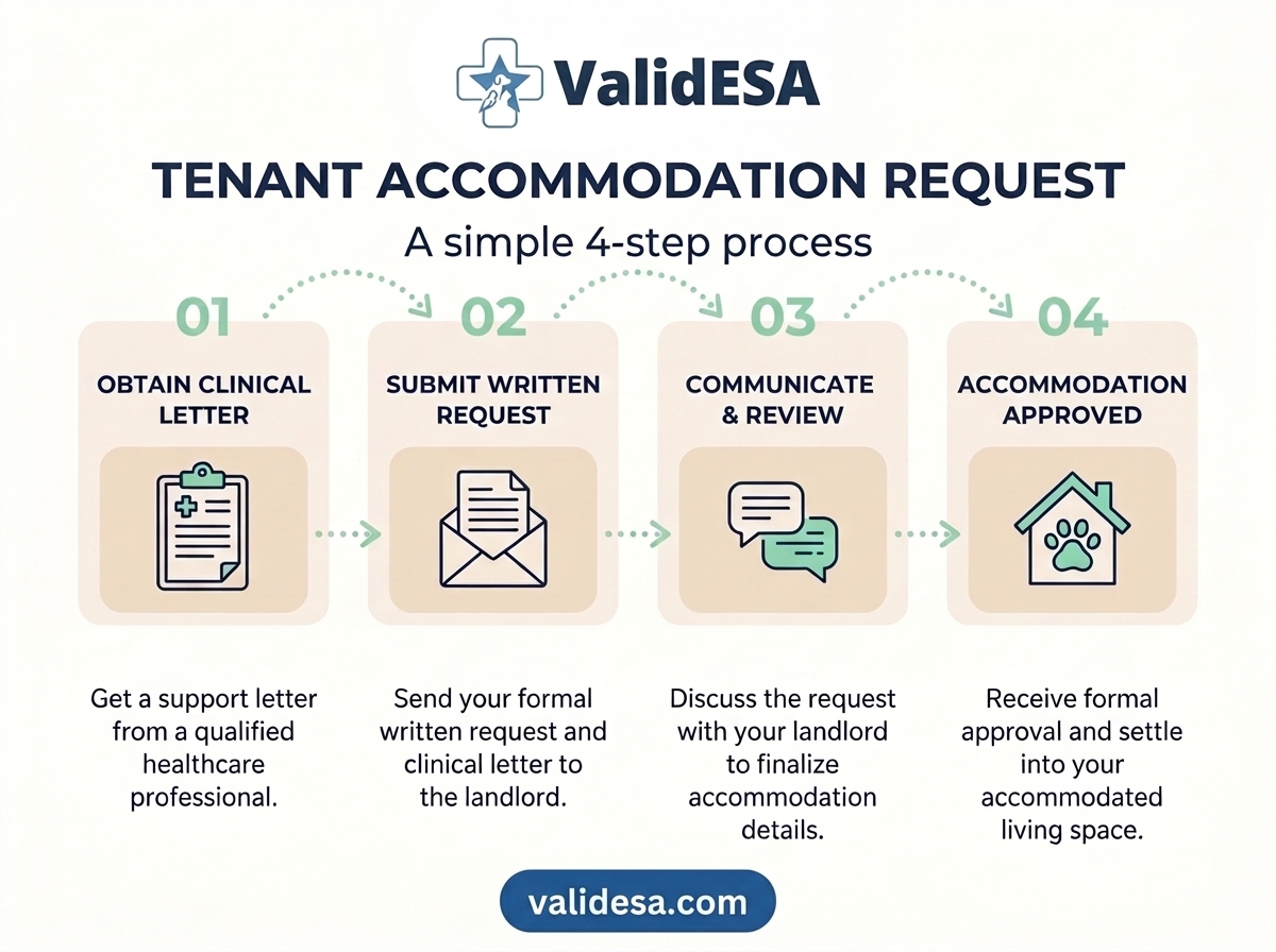 Flowchart of a Fair Housing Act reasonable accommodation request for an ESA