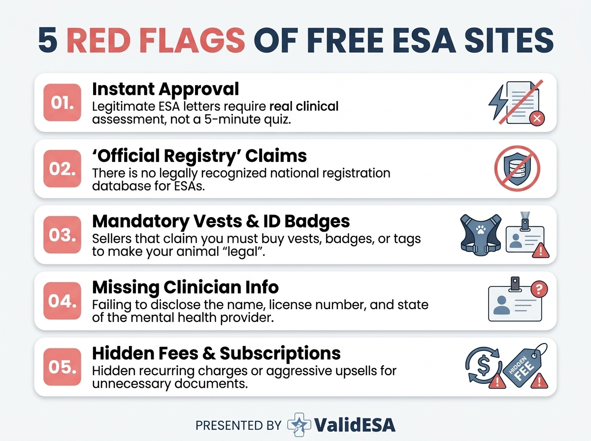 Five red flags of free ESA letter and registry websites