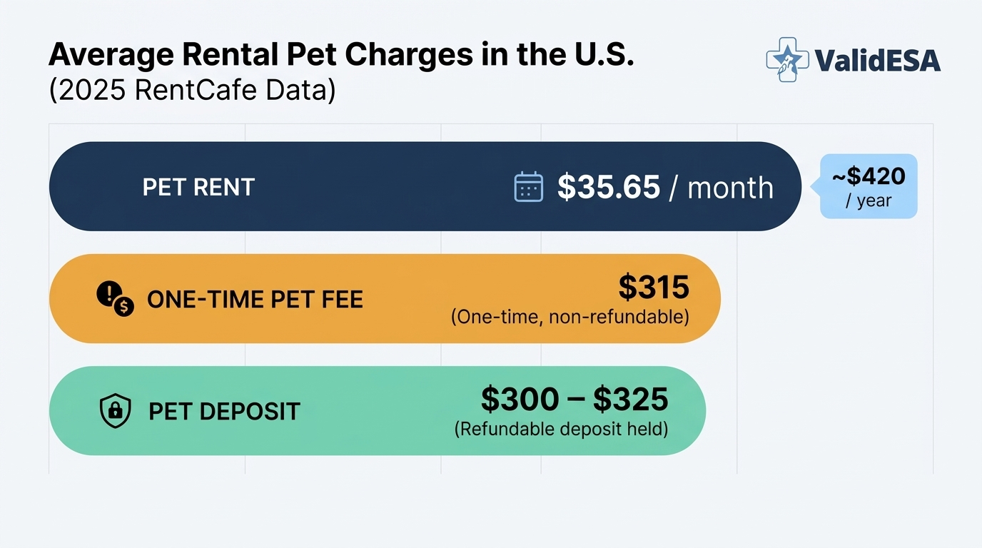 Average pet rent, pet fee and pet deposit in the U.S., 2025